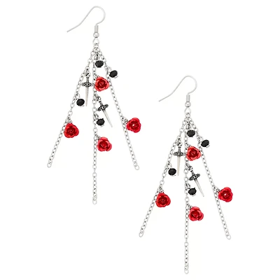 Rose and Dagger Hoop Earrings