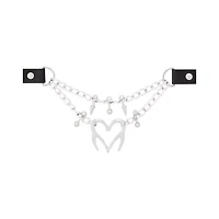 Spike Heart Barbell 2-Row Chain Choker Necklace