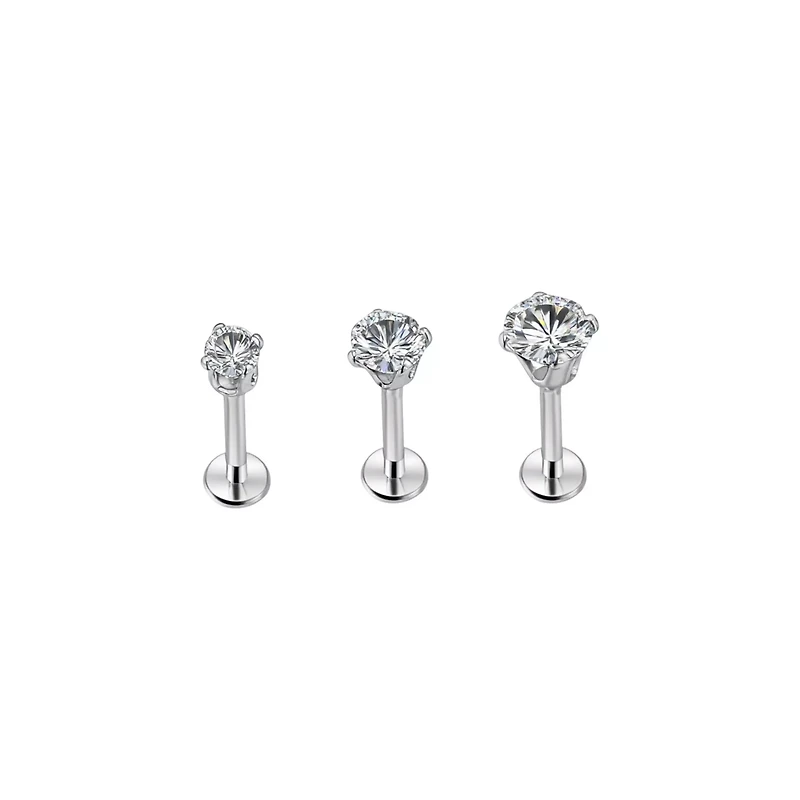 Multi-Pack CZ Labret Lip Rings 3 Pack - 16 Gauge