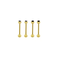 Multi-Pack Black CZ Gold-Plated Barbells 4 Pack - 14 Gauge