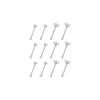 Multi-Pack CZ Square Prong Nose Pins 12 Pack - 20 Gauge