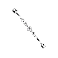 Round CZ Chain Link Industrial Barbell - 14 Gauge