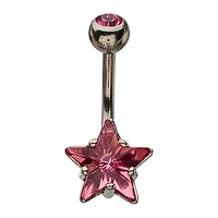 Silver-Tone CZ Starfish Dangle Belly Ring - 14 Gauge