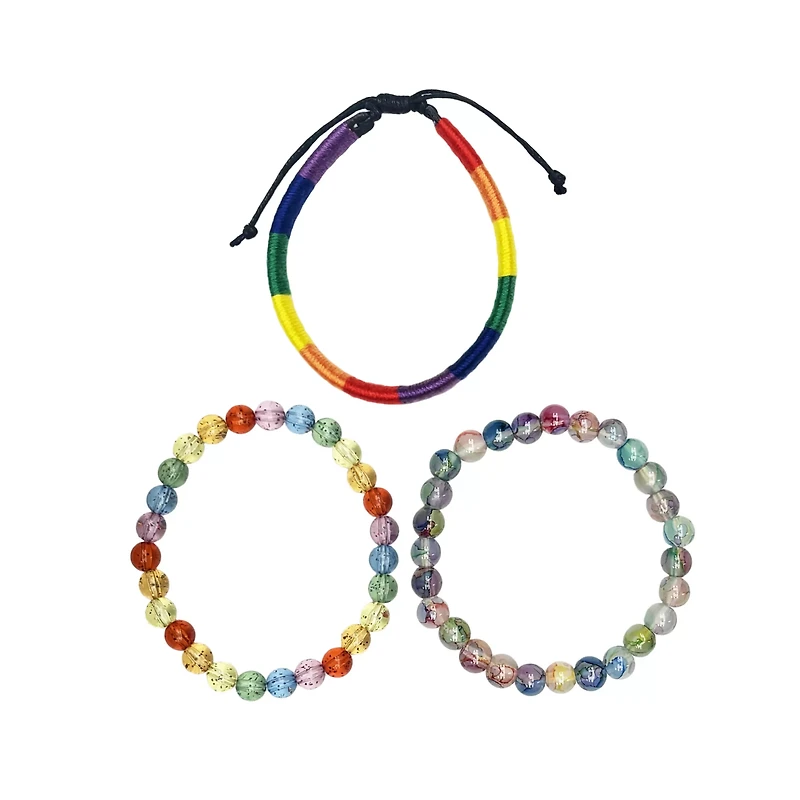 Multi-Pack Pride Rainbow Mixed Bracelets - 3 Pack