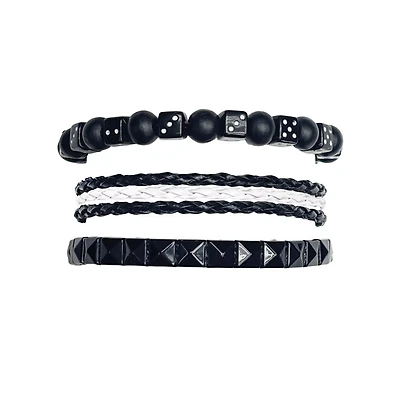 Multi-Pack Black Dice Beaded Bracelets - 3 Pack