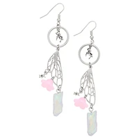 Fairy Wing and Flower Dangle Earrings