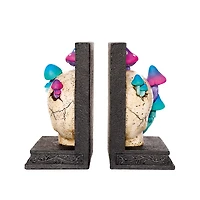 Enchanted Mushroom Skull Bookends