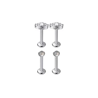 Multi-Pack Opalite Lotus Labret Lip Rings 4 Pack - 16 Gauge