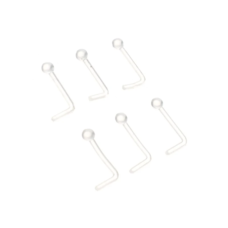 Multi-Pack Clear Bioflex Retainer L-Bend Nose Pins 6 Pack - 20 Gauge