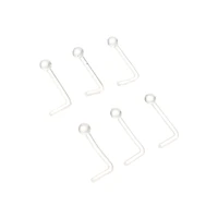 Multi-Pack Clear Bioflex Retainer L-Bend Nose Pins 6 Pack - 20 Gauge