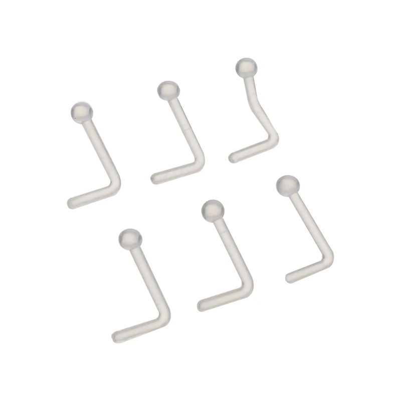 Multi-Pack Clear Bioflex L-Bend Nose Retainers 6 Pack - 18 Gauge