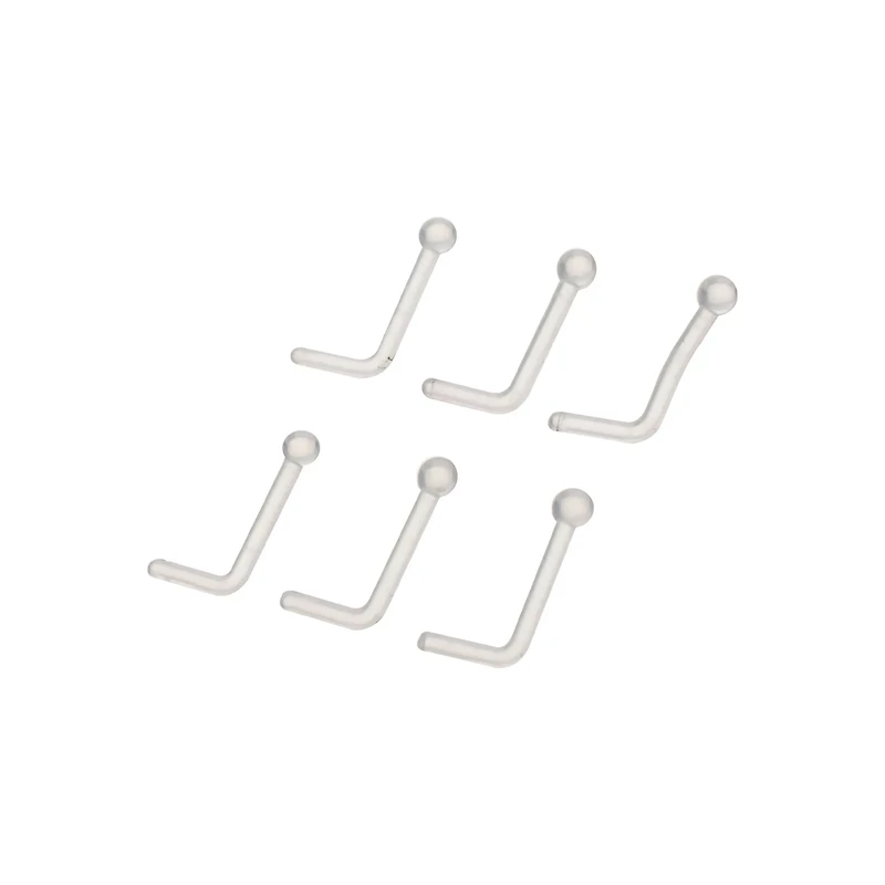 Multi-Pack Clear Bioflex L-Bend Nose Retainers 6 Pack - 18 Gauge