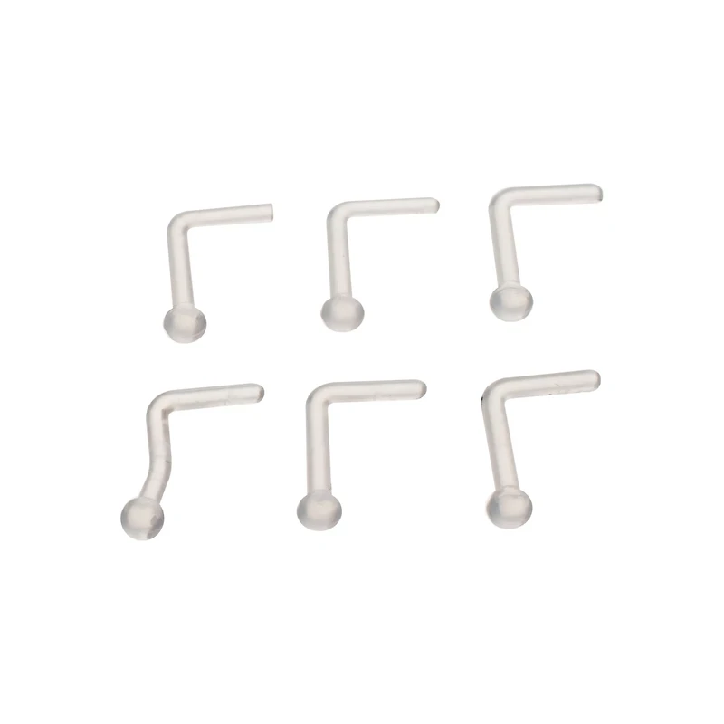 Multi-Pack Clear Bioflex L-Bend Nose Retainers 6 Pack - 18 Gauge