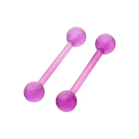 Glow in the Dark Purple Bioflex Nipple Barbells - 14 Gauge