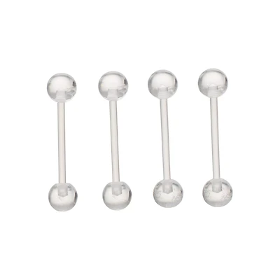 Multi-Pack Clear Bioflex Retainer Barbells 4 Pack - 14 Gauge