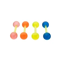 Multi-Pack Glow in the Dark Bioflex Barbells 4 Pack – 14 Gauge