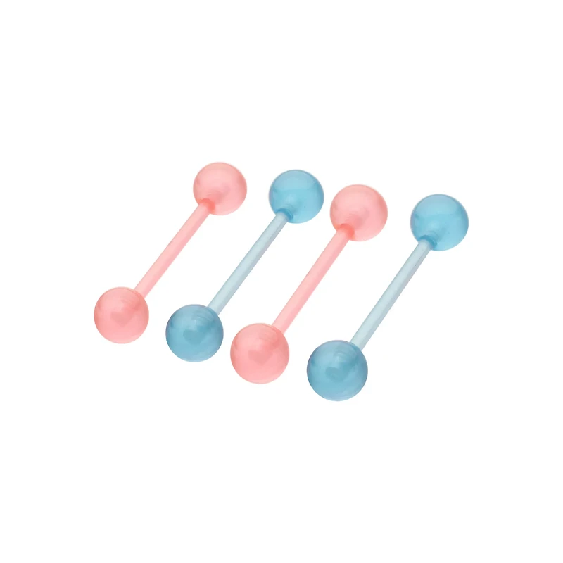 Multi-Pack Glow in the Dark Bioflex Pink and Blue Barbells 4 Pack - 14 Gauge