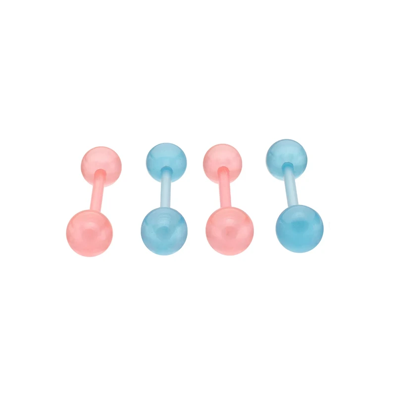 Multi-Pack Glow in the Dark Bioflex Pink and Blue Barbells 4 Pack - 14 Gauge