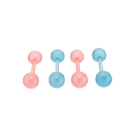 Multi-Pack Glow in the Dark Bioflex Pink and Blue Barbells 4 Pack - 14 Gauge