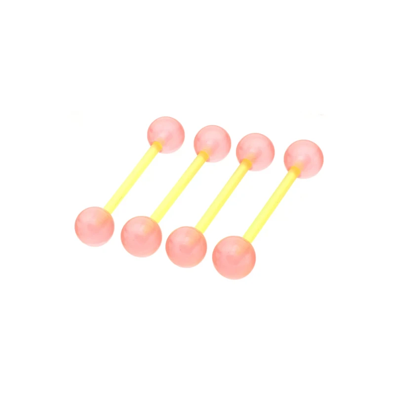 Multi-Pack Yellow and Pink Glow in the Dark Bioflex Barbells 4 Pack – 14 Gauge