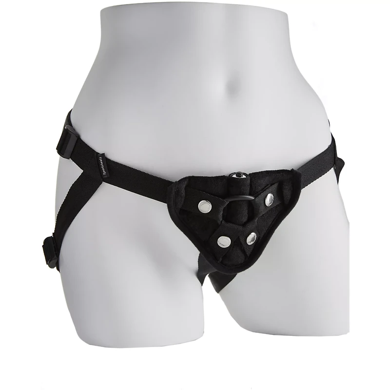Black Velvet Vibrating Strap-On Harness