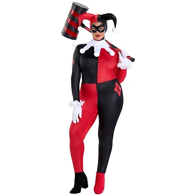 Adult Harley Quinn Plus Catsuit Costume - DC Villains