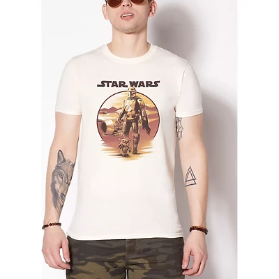 Mando and Grogu Sunset T Shirt - The Mandalorian