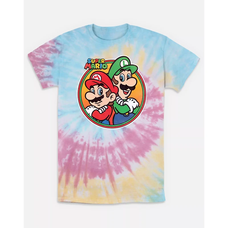 Tie Dye Mario and Luigi Pose T Shirt - Super Bros.