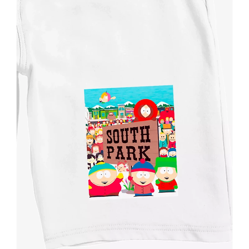 White South Park Town Shorts