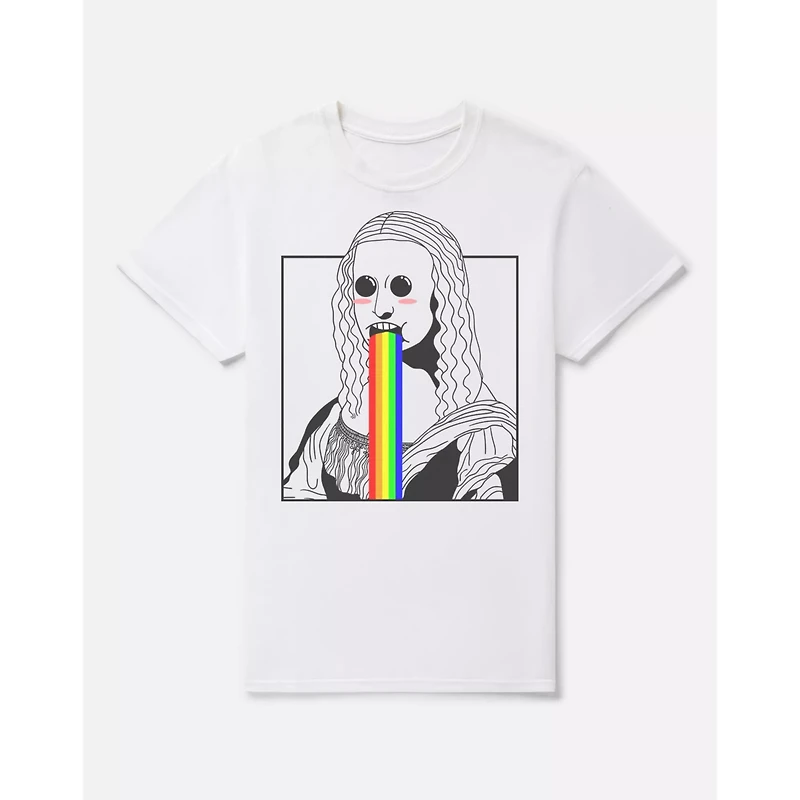 Mona Lisa Puking Rainbow T Shirt