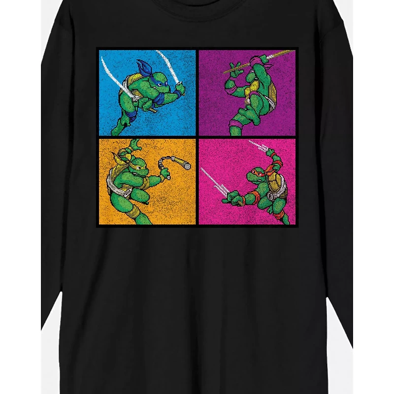 Fighter Pose Panel Long Sleeve T Shirt - Teenage Mutant Ninja Turtles