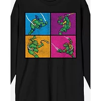 Fighter Pose Panel Long Sleeve T Shirt - Teenage Mutant Ninja Turtles
