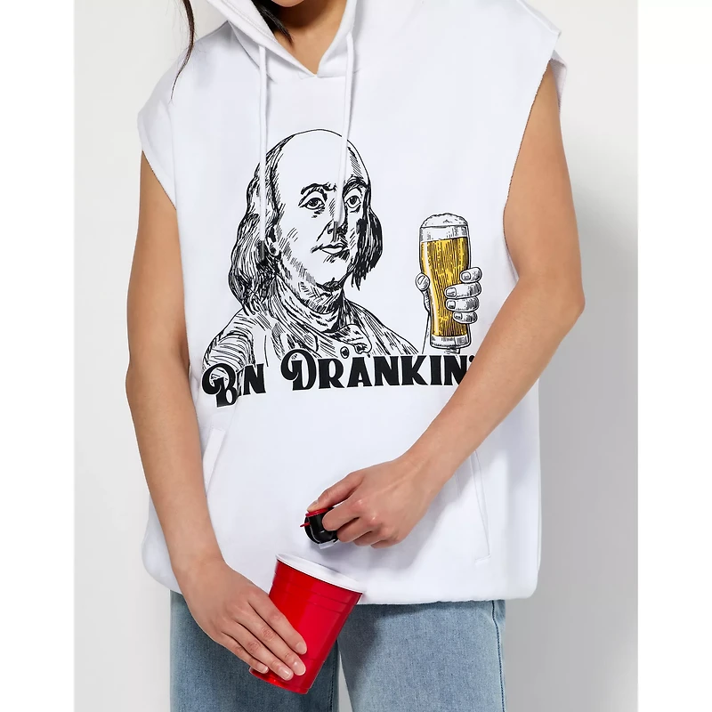 Ben Drankin' Sleeveless Hoodie with Drinking Pouch