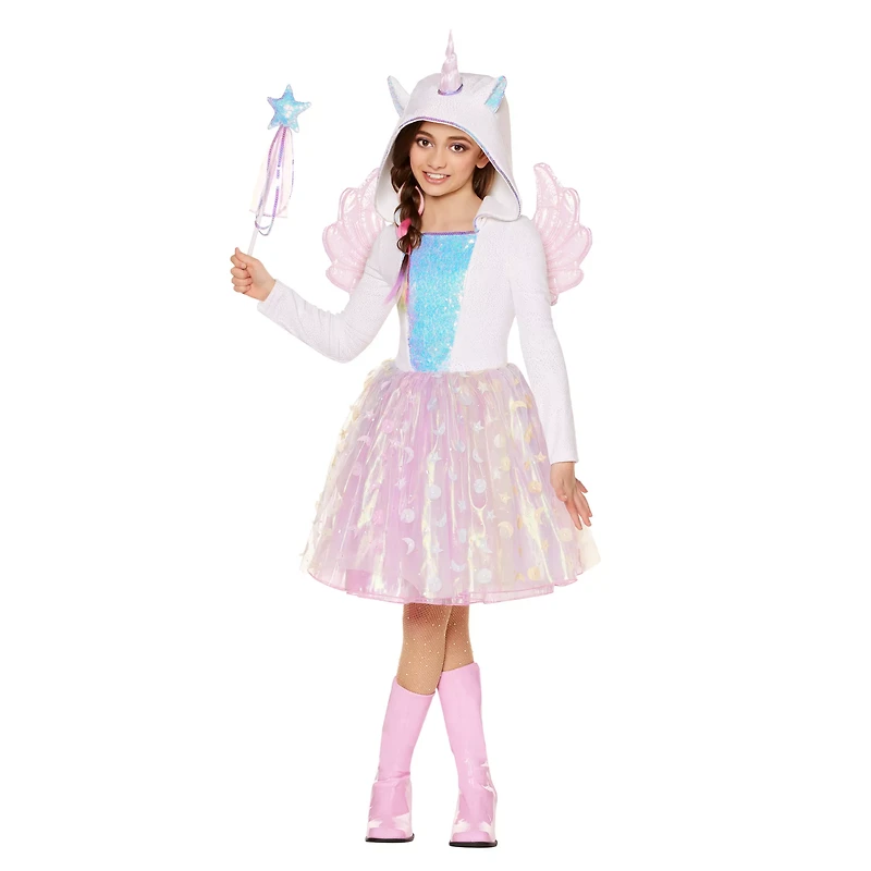 Kids White Unicorn Dress Costume