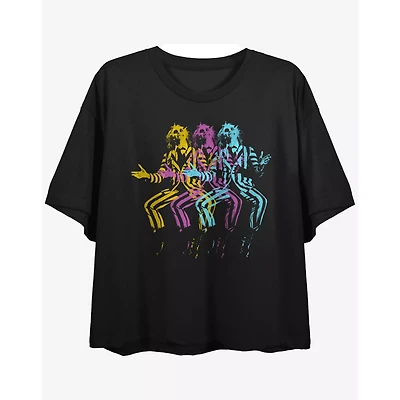 Beetlejuice Multi-Colored Montage Crop Top
