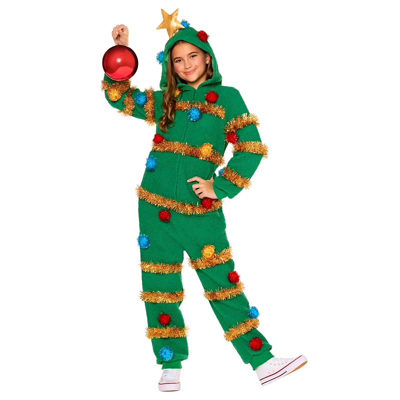 Kids Christmas Tree Jumpsuit Costume