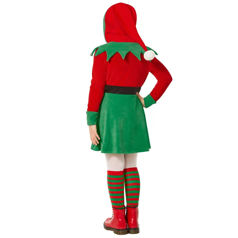Kids Elf Hooded Dress Costume