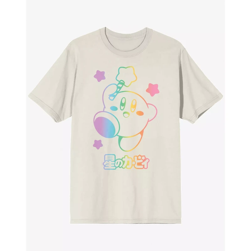 White and Rainbow Kirby T Shirt