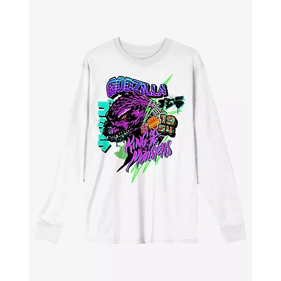 Godzilla King of Monsters Retro Graffiti Long Sleeve T Shirt