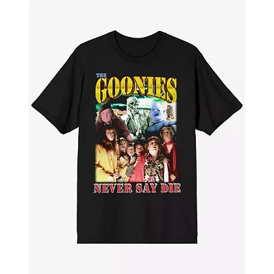 Never Say Die Collage T Shirt - The Goonies