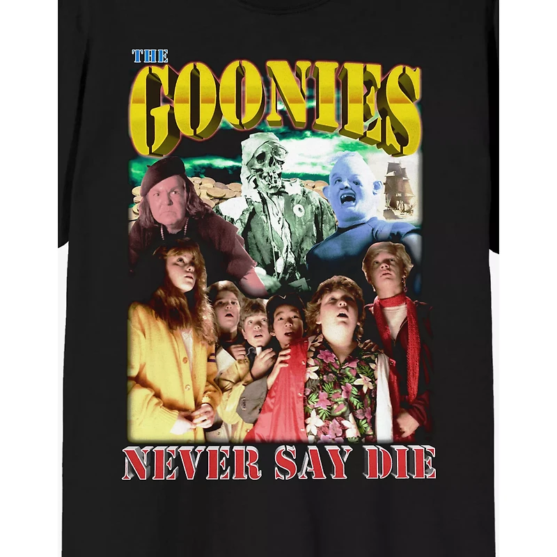 Never Say Die Collage T Shirt - The Goonies