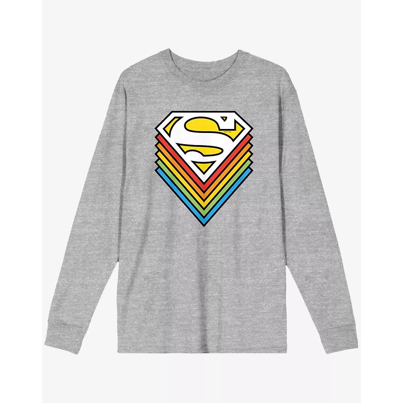 Rainbow Superman Logo Long Sleeve T Shirt