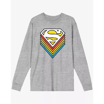 Rainbow Superman Logo Long Sleeve T Shirt