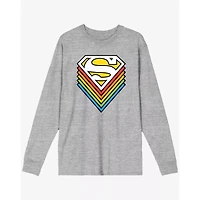 Rainbow Superman Logo Long Sleeve T Shirt