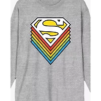Rainbow Superman Logo Long Sleeve T Shirt