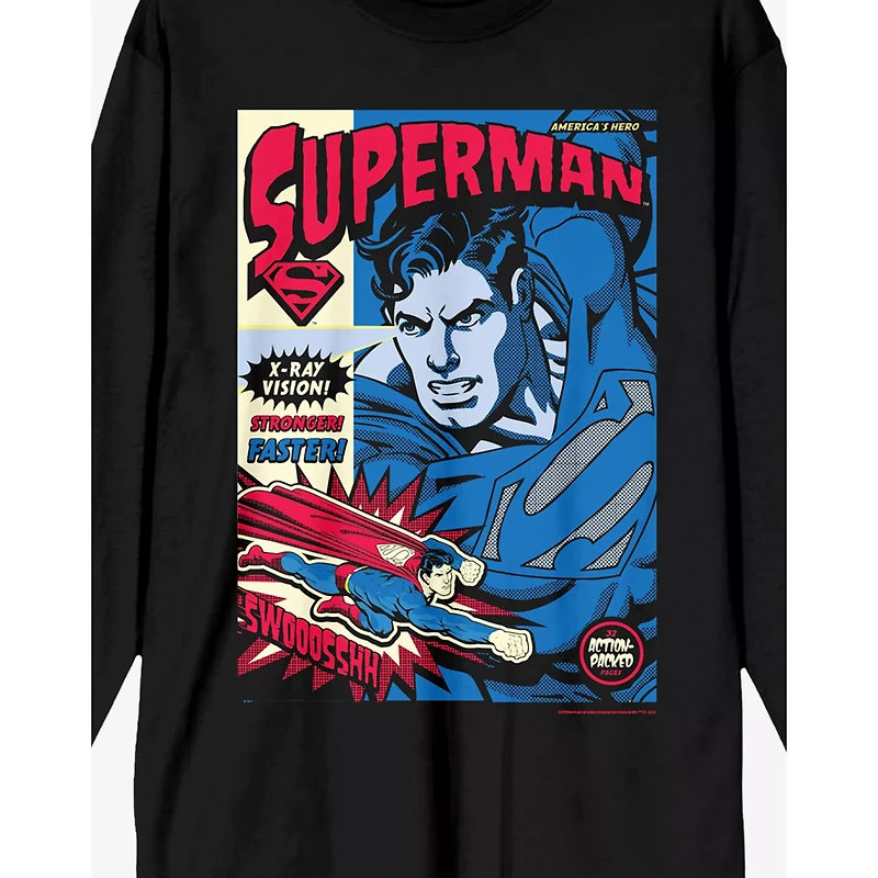 Superman Comic Cover Long Sleeve T Shirt