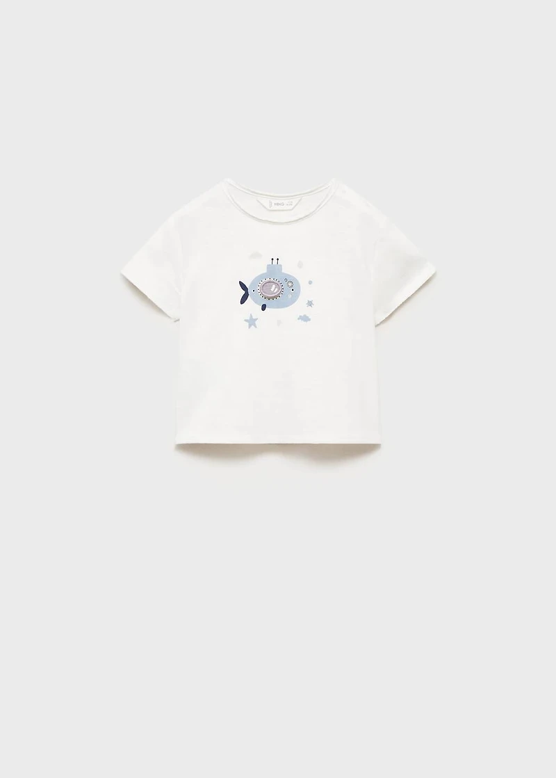 Printed cotton-blend t-shirt