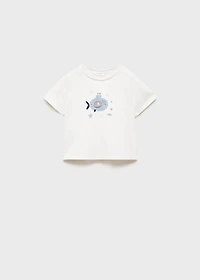 Printed cotton-blend t-shirt