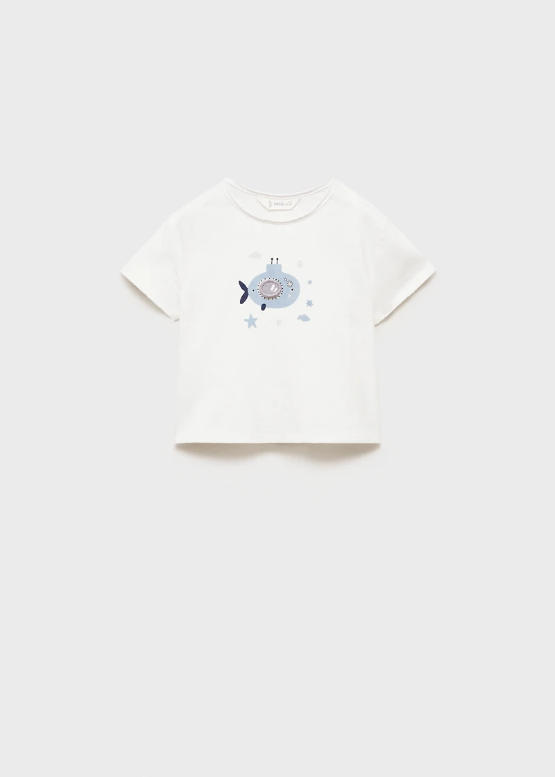 Printed cotton-blend t-shirt
