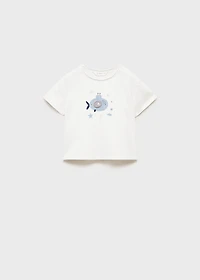 Printed cotton-blend t-shirt